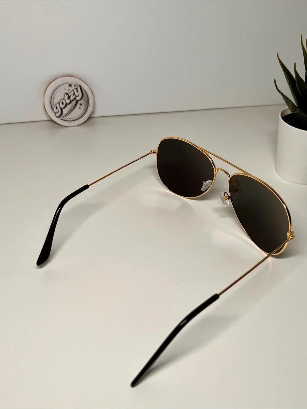 Gold Frame Green Lens Aviator Sunglasses - Men